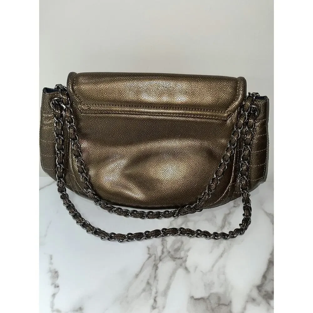 Chanel Quilted Caviar Leather Flap Bag in Metallic Bronze